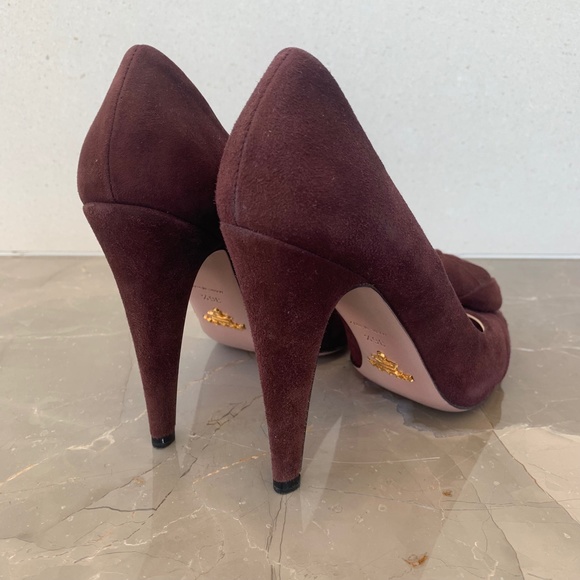 Prada Suede Open Toe Pumps, Size 36.5 - Picture 7 of 13